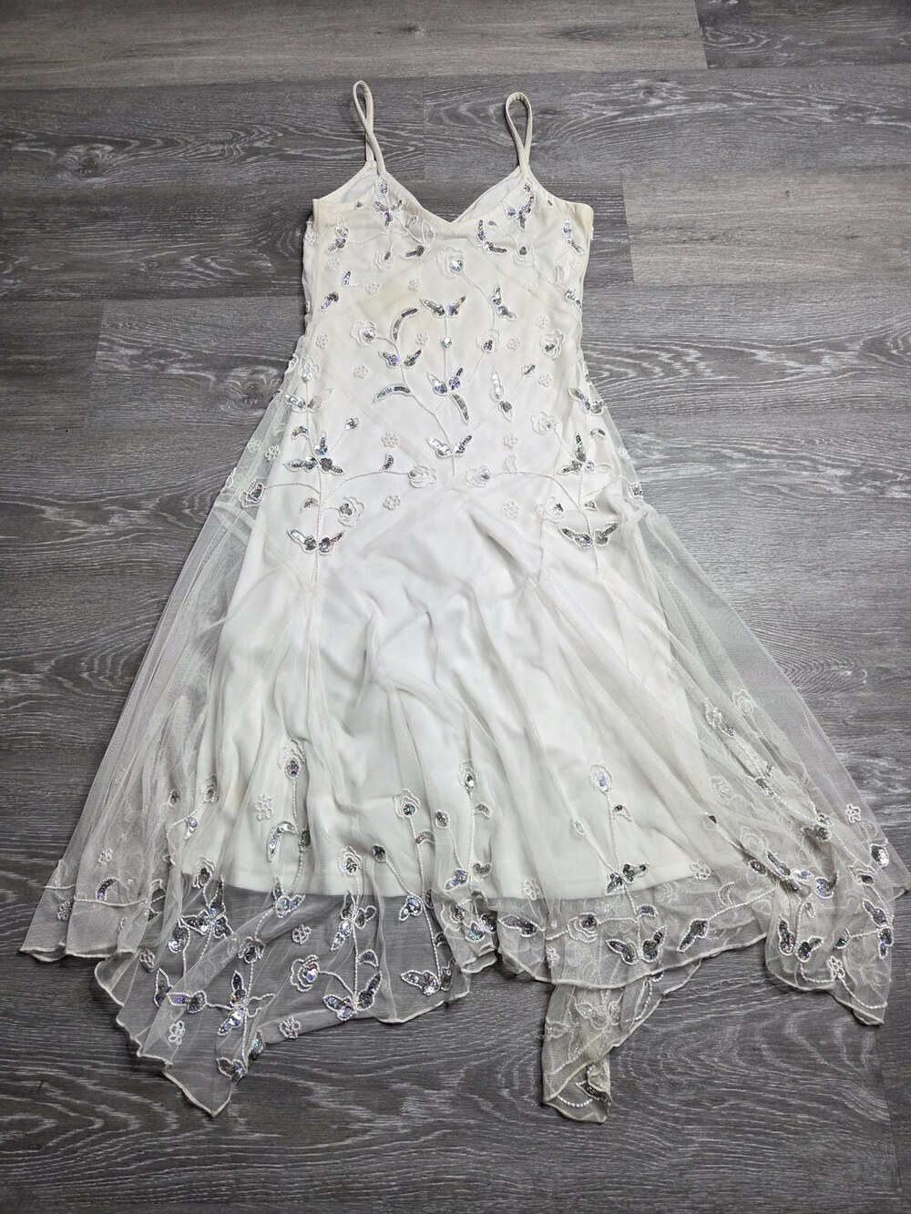 Together White Sequin Beaded Women's Evening Dress Size 6 - Picture 8 of 14